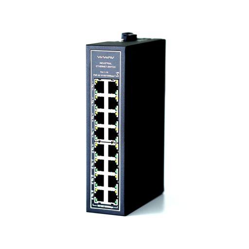 WIWAV WDH-16GT-DC 10/100/1000MBPS 16ポートギガビット産業用イーサネットスイッチ/広範囲動作温度対応(-30~+75°C) 超小型 DIN 金属筐体 IP30 UL認証
