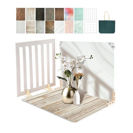 EMART撮影背景ボード 42X29CM 背景板 黒白両面2枚 背景紙7枚14色41.5 X 28.5 CM