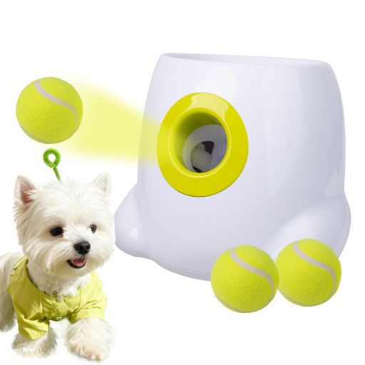 ALL FOR PAWS 犬 ボールランチャー おもちゃ 自動 ボール投げ 犬用 ロボピッチャ 発射距離3段階調整可能 自動ボールキャッチ 専用のミニテニスボール3個付 小型犬~中型犬用 知育玩具