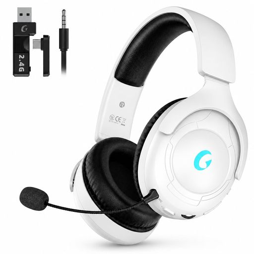 GVYUGKE ゲーミングヘッドセット 2.4G USB/TYPE-C/BLUETOOTH 5.4/有線 4WAY接続 20MS 超低遅延 ワイヤレスヘッドホン 50MMドライバー立体音響 45H長時間再生 高遮音性 RGB ライト ノイズキャンマイク