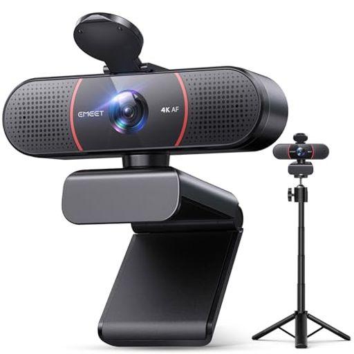 EMEET C960 4K WEBカメラ 三脚付き ウェブカメラ 800万画質 UHD SONYセンサー PDAFオートーフォーカス 内蔵マイク パソコン用カメラ 3段階高さ調節 自動光補正 PCカメラ プライバシーカバー