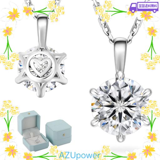 [KRKC] モアッサナイト レディースネックレス:プレゼント女性人気 0.5CT/1CT/2CT/3CT/4CT 6本爪一粒ダイヤ シルバー925 モアサナイト ペンダントネックレス 金属アレルギー対応 ホワイト/イエロー…