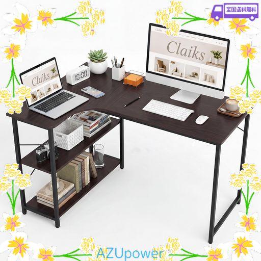 CLAIKS パソコンデスク L字 ラック付き デスク 机 幅120CM ブラック