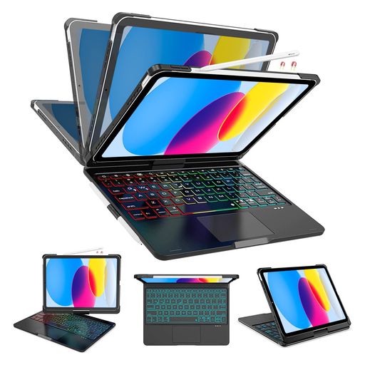 KVAGO IPAD 第11世代/第10世代 キーボードケース 10.9インチ ワイヤレスBLUETOOTH キーボード APPLE PENCIL充電可能 TYPE-C急速充電 ペンホルダー多角度調整 全面保護 7色バックライト タッチパッド付き