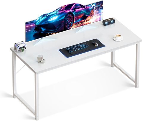 ODK デスク ゲーミングデスク 机 PCデスク 幅140CM パソコンデスク ?子 ゲームデスク COMPUTER DESK ？？? オフィスデスク 学習机 シンプル 在宅ワーク おしゃれ 組立簡単 ホワイト