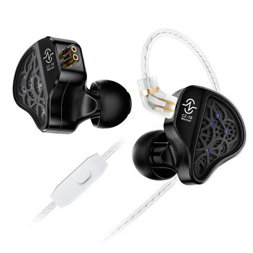 CCZ CZ10イヤホン 有線 1DD+4BAイヤホン ゲーミング モニターイヤホン カナル型イヤホン 10MMデュアル磁気PET振膜ダイナミックドライバーイヤモニ 歯車デザイン 全金属構造 2-PIN マイク付き有…