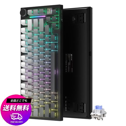 ATTACK SHARK X820ULTRA ゲーミングキーボード シャークスイッチ グレー 3WAY接続 無線 有線 BLUETOOTH ワイヤレス 低遅延 ノブ付きTFTスマートディスプレイ テンキーレス 英字配列 ガスケットマウン…