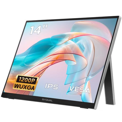 MYDUAL モバイルモニター 14インチ VESA 軽量 1920*1200 モバイルディスプレイ ポータブルモニター 自立式 非光沢IPS液晶パネル 薄型 USB TYPE-C MINIHDMI