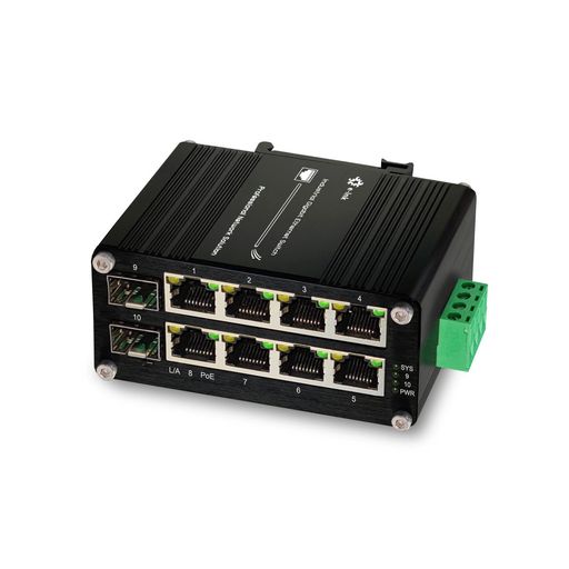 産業用ギガビット POE ファイバスイッチ 8 ポート POE イーサネットスイッチ、 100/1000M 適応型 2 SFP スロット付き DIN レールアンマネージド 10/100/1000MBPS 小型ネットワークスイッチ