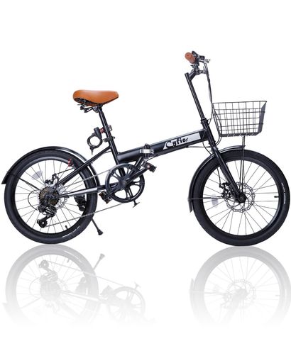 CYFIE 折り畳み自転車 20インチ カゴ付き シマノ7段変速 ディスクブレーキ ミニベロ 軽量 大人用 男の子 女の子 ワイヤー錠 前後泥よけ キックスタンド 反射板 ベル 付き ハンドル/サドル高…