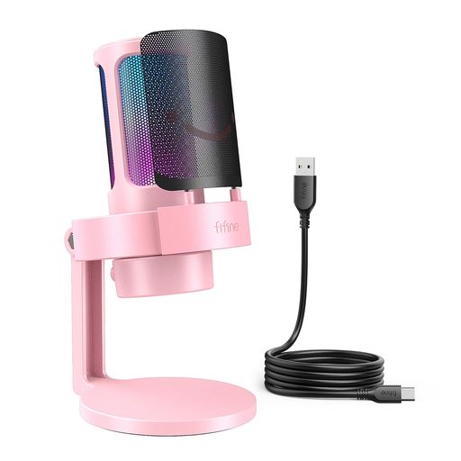 FIFINE USBコンデンサーマイク RGBライト カーディオイド指向性 プラグ&プレイPC用マイク USBケーブル付きプレステマイク タッチ式ミュート RGB制御 YOUTUBE SKYPE DISCORD ZOOM 録音 ゲーム実況 ボイ…