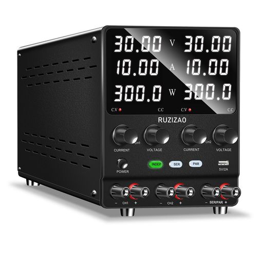 RUZIZAO デュアル出力 安定化電源 30V 10A 2つの4桁電圧電流電力表示 直列/並列 変換30V 20A/60V 10A 大電力 直流安定化電源 エンコーダ調整 スイッチング電源 4-IN-1 電気制御機器 2人で操作可能 可…
