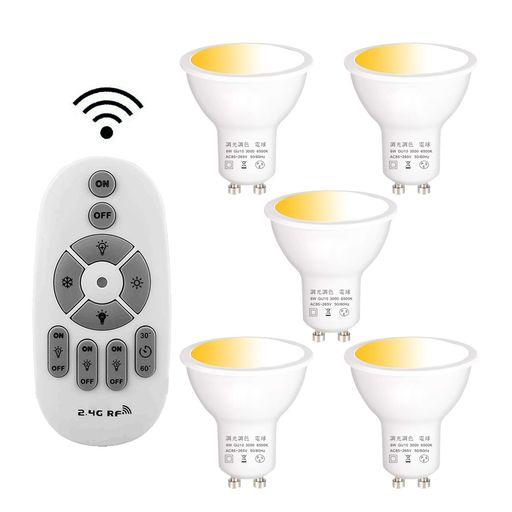GU10 LED電球60W相当調光調色リモコン付き GU10口金6Wスポットライト 電球色、昼光色、昼白色,全光束540LM,85~265V, 2.4GHZ無線式遠隔操作,30分/60分お休みタイマー 常夜灯 光色切り替え PSE認証済み