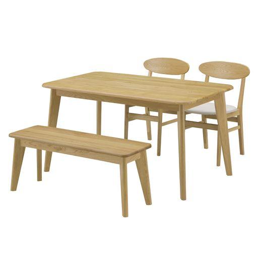 関家具(SEKIKAGU) ダイニング4点セット ナチュラル オーク 幅135 (CM) オーク無垢 天板厚み20MM バレーナ 201094 49,811円