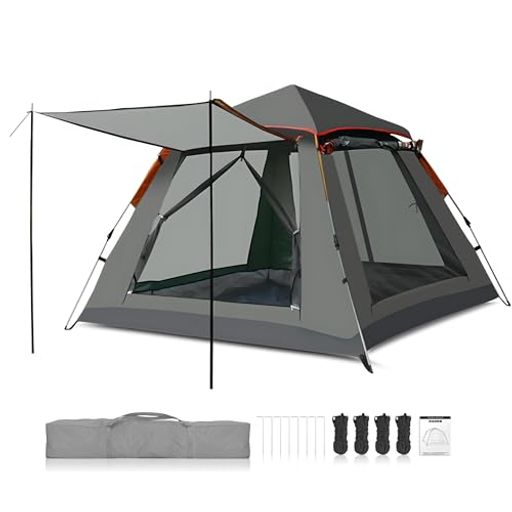 SORAVIBE テント ワンタッチテント 3~4人用 全景天窓 ダブルドア・窓 210D オックスフォード 生地 高密度二重構想 取り付け簡単 前室付く UVプロテクション UPF 50+ ワンタッチ キャンプ アウト…