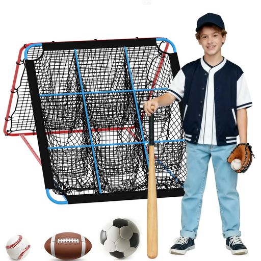 リバウンドネット 1台 約152×131CM 2WAY 9ホールゾーン練習 角度調整式 持ち運びやすい 野球 ソフトボール マルチスポーツ対応