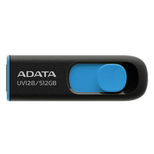 【エイデータ】 USBメモリ UV128 ブラック/ブルー 512GB USB 3.2 GEN 1 高速 最大読込速度100MB/秒 AUV128-512G-RBE-I