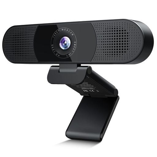 WEBカメラ EMEET C980PRO ウェブカメラ 1台3役 1080P HD 四つ360°集音AIマイク 二つスピーカー内蔵 パソコンカメラ USB接続簡単 SKYPEカメラWEB会議用 ビデオ通話 生放送 目隠しカバー付き YOUTUBE