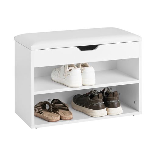 SOBUY 玄関ベンチ シューズラック 下駄箱 靴箱 幅60*奥行30*高さ44CM 小物収納 シューズボックス 収納ベンチ 玄関収納 靴入れ 収納 スツール 靴棚 玄関椅子(FSR25-W)