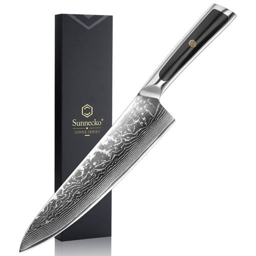 SUNNECKO 包丁 牛刀 203MM ダマスカス 67層 ステンレス 鋼 家庭用 キッチン 両刃 万能 よく切れる 8,921円
