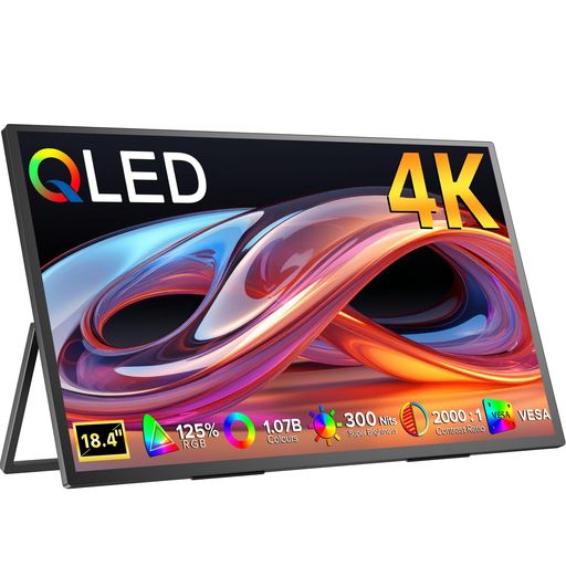 モバイルモニター 4K QLED 18.4インチ モバイルディスプレイ UHD(3840*2160) 125%SRGB 大画面 全アルミニウム合金 26,692円