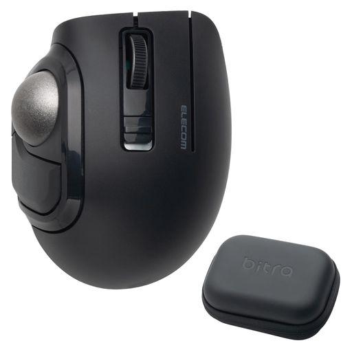 エレコム トラックボールマウス BITRA 静音 親指操作 BLUETOOTH 無線2.4GHZ 2台マルチペアリング 5ボタン 専用収納ケース付 ブラック M-MT1MRSABK