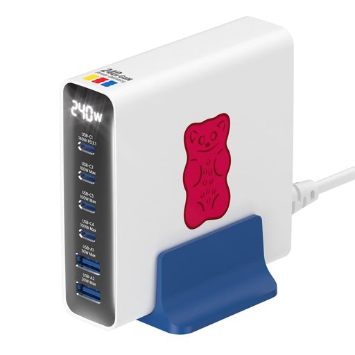 HARIBO 240W GAN 充電ステーション 6ポート USB-C×4/USB-A×2 PD 3.1 (140W) & QC 5.0対応 ノートPC/MACBOOK/IPHONE/GALAXY/PIXEL/IPAD/タブレット/ゲーム機対応
