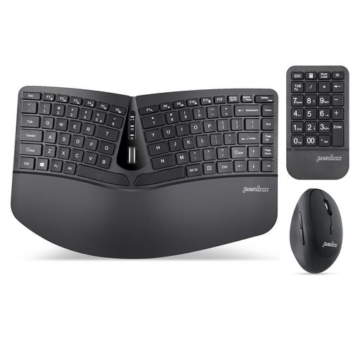 PERIXX ぺリックス PERIDUO-606 エルゴノミクスキーボード マウス テンキー 三点セット キー分割型 調節可能パームレスト付き チルトホイール搭載 メンブレン式 英語配列【正規保証品】 (ワイ…