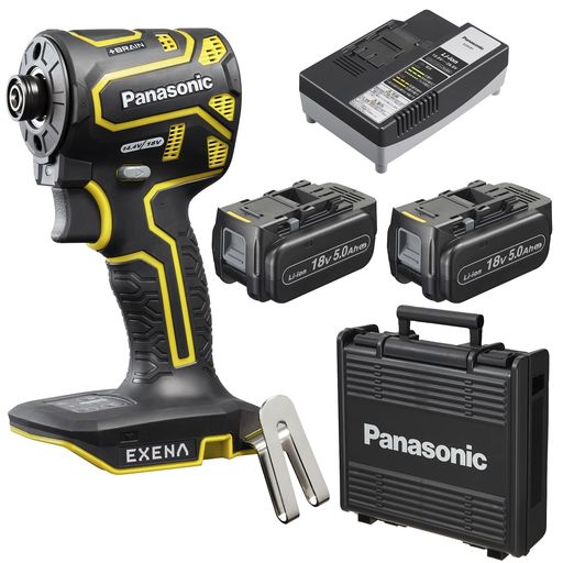 パナソニック(PANASONIC) 充電インパクトドライバー EZ1PD1 スタンダードセット 【ONE ATTACH対応】 (18V 5.0AH電池パック×2個/充電器/プラスチックケース付) EXENA デュアル(14.4V/18V対応)
