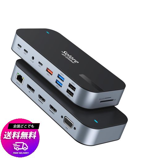 SELORE 16-IN-1 USB-C ドッキングステーション 4画面出力 100W PD 4K HDMI ギガ LAN 10GBPS SD TF