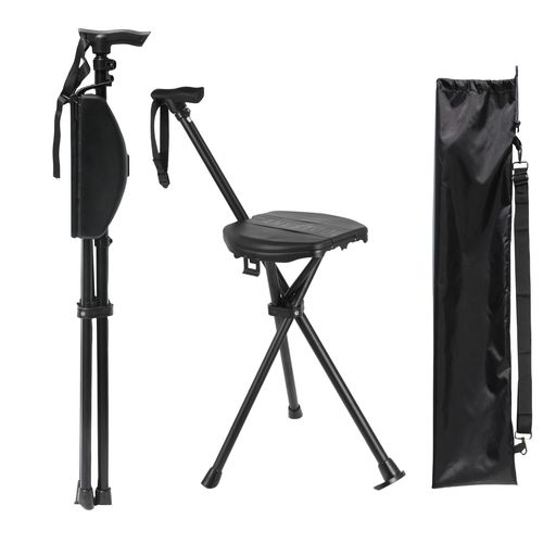 TAIWANBEDステッキチェア 折りたたみ杖 椅子になる杖 座れるステッキ アウトドア杖 3本脚安定性高い 祖父母 プレゼント 登山歩行支援ウォーキング 高齢者適用 歩行補助杖 旅行 遠足 スポー…