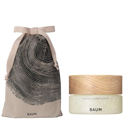BAUM(バウム) ギフトセット アロマティック スリーピングマスク + ラッピングバッグ 香りサンプル付き 80G+30G+オーデコロンサンプル | ウッディ の香り | ラッピングバッグ付き 保湿 塗るパ…