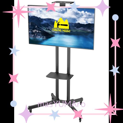 FORGING MOUNT テレビスタンドキャスター付き 32-70インチ対応 ハイタイプ 二重支柱設計 高さ調節可能 棚付き 移動式 耐荷重50KG VESA600X400MMまで 省スペース 家用 業務用 展示用 最大高さ1720MM
