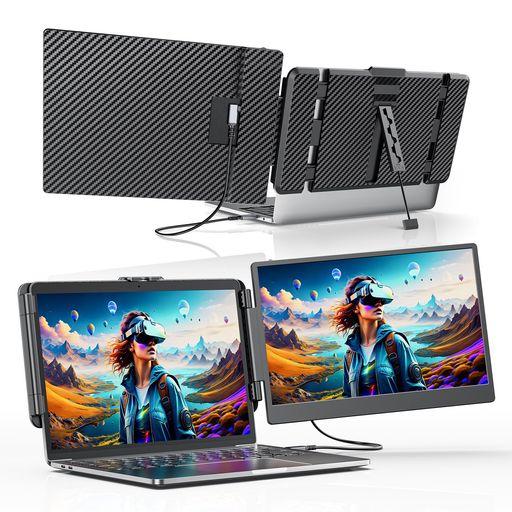 デュアルディスプレイ ダブルモニター 、120%SRGB 75%NTSC超広色域 14インチ FHDデュアルスクリーンパソコンエクスパンダ、1080P