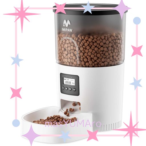 IMIPAW 自動給餌器 猫 給餌器 タイマー式【2025新モデル】3L容量 2WAY給電 手動給餌 自動餌やり機 操作簡単 お手入れ簡単 1日6食