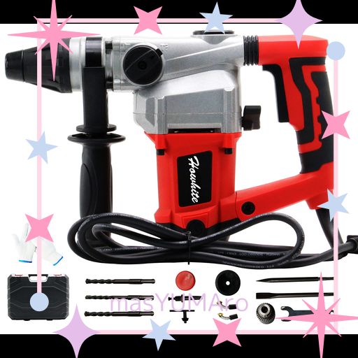 HOWHITE ハンマードリル 電動ハンマドリル 3モード 100V コード式 SDSプラス 低振動機構 コンクリート32MM/鉄工13MM/木工40MM 電動ハンマ 振動ドリル 強力 ハツリ 穴あけ 収納ケース付き