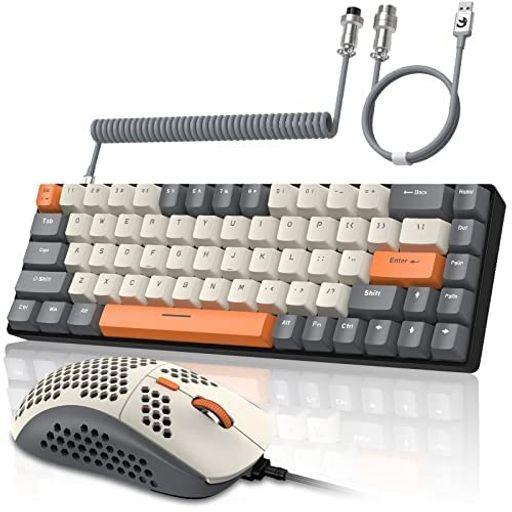 ZIYOU LANG T8 60%メカニカル式キーボードマウスセット 青軸 有線 ゲーミングキーボードマウス RGBバックライト付き テンキーレス全キー防衝突 TKL 在宅勤務 ミニ73キー コイルケーブル USB-C 日…