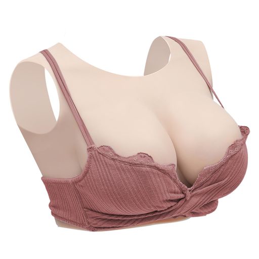 [KUMIHO] シリコンバスト ロアネック バックレス 丸い襟 軽量版 夏向き 人工乳房 コスプレ 女装 偽胸 偽乳 女装バスト 女性になる 仮装 変装 真綿充填 明るい肌色 Bカップ