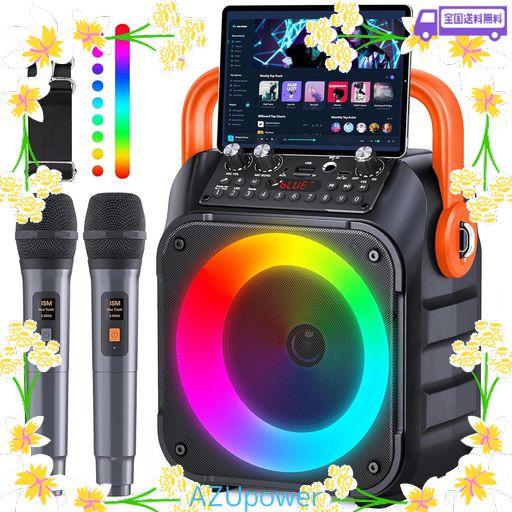 カラオケセット 拡声器 スピーカーセット 家庭用 ワイヤレスマイク2本