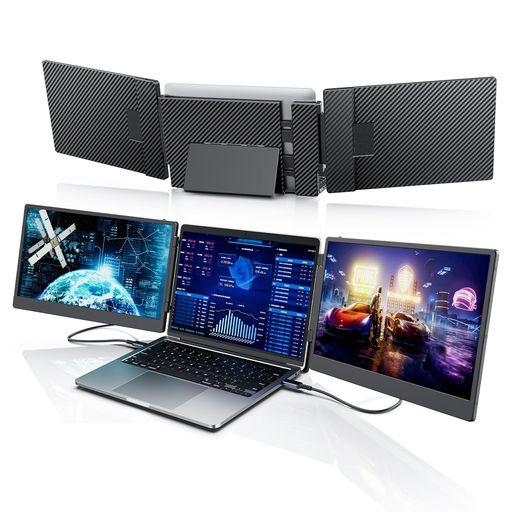 LAPTOMO S3ノートパソコン デュアルモニター14インチ FHD 1080P IPS トリプルモニター 、モバイルモニター 増設、ポータブルPCモニタ 2画面/3画面拡張ディスプレイ