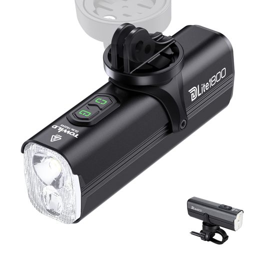 TOWILD DLITE1800 自転車ライト USB TYPE-C充電式 5000MAH大容量 1800ルーメン ハイ/ロービーム切替 自動点灯 リモコン対応 IPX6防水 6モード調光 ロードバイク クロスバイク対応