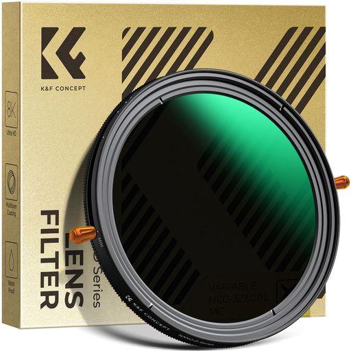K&F CONCEPT 58MM 2IN1多機能 レンズフィルター ND CPL フィルター 減光効果 偏光効果