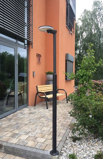 GWSOLAR 人感センサー付き LED街灯 明るさ1200LM 高さ2M 屋外 アルミ製