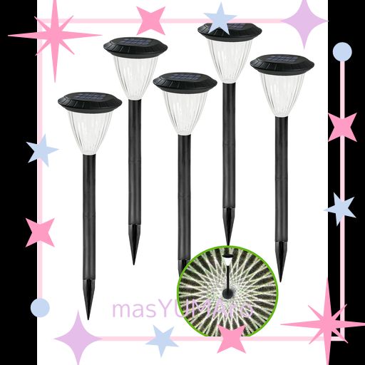 翌朝まで長持ち点灯する!! GWSOLAR【 SMART LIGHTING ガーデニングライト 5個組ホワイト色 RENEW】ソーラーライト 屋外 防水 ホワイト色/明るさ 50ルーメン/ 高さ70.5CM / 自動点灯 自動消灯/お庭 玄…