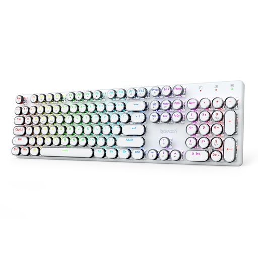 REDRAGON K710 ゲーミングキーボード ワイヤレス 青軸 テンキー付き タイプライター風 レトロ 丸型キー 技適認証取得 ホワイトの通販は - FIRST LOVE 通販サイト