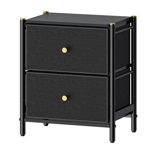 パール金属 収納 ラック チェスト 2段 W46 幅46.5×奥行32.5×高さ54CM エレガント ブラック GOLDVEL N-7097