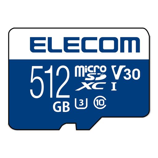 エレコム MICROSDカード 512GB SDXC ビデオスピードクラス対応 UHS-I U3 80MB/S データ復旧サービス付 MF-MS512GU13V3R