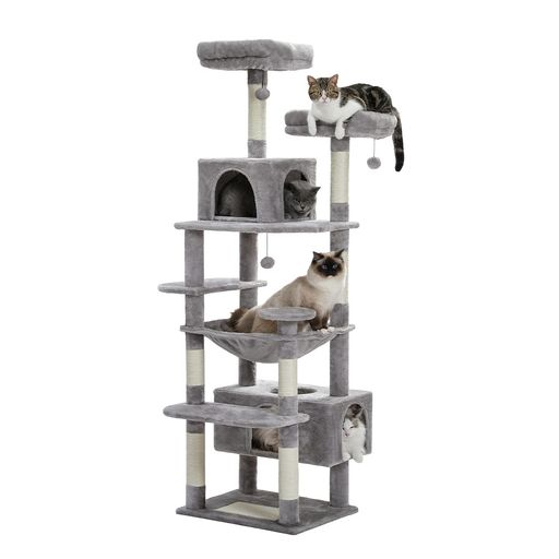 PETEPELA(ぺテぺラ) キャットタワー 大型猫用 スリム 多頭飼い 据え置き型 高さ180CM グレー