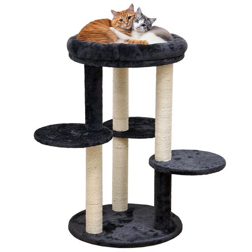 もえ楽園 キャットタワー 大型猫 大きいハンモック クッション入りベッド 巨大土台 多頭飼い 人気 据え置き 安定性 爪研ぎ 遊び場 猫ベッド 運動不足解消 省スペース 90CM 円型 ネイビーブ…