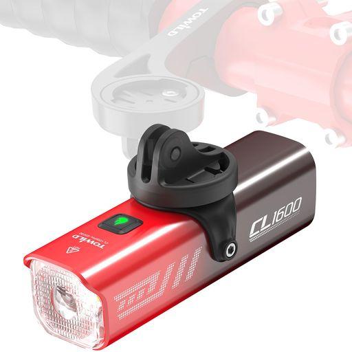 TOWILD CL1600 自転車 ライト 1600ルーメン 大容量5000MAH 充電式USB-C ロードバイクライト 高輝度 LED自転車ヘッドライト 吊り下げ可能 自動点灯 IPX6防水 自転車フロントライト 長時間使用 クロス…